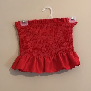 Red strapless top